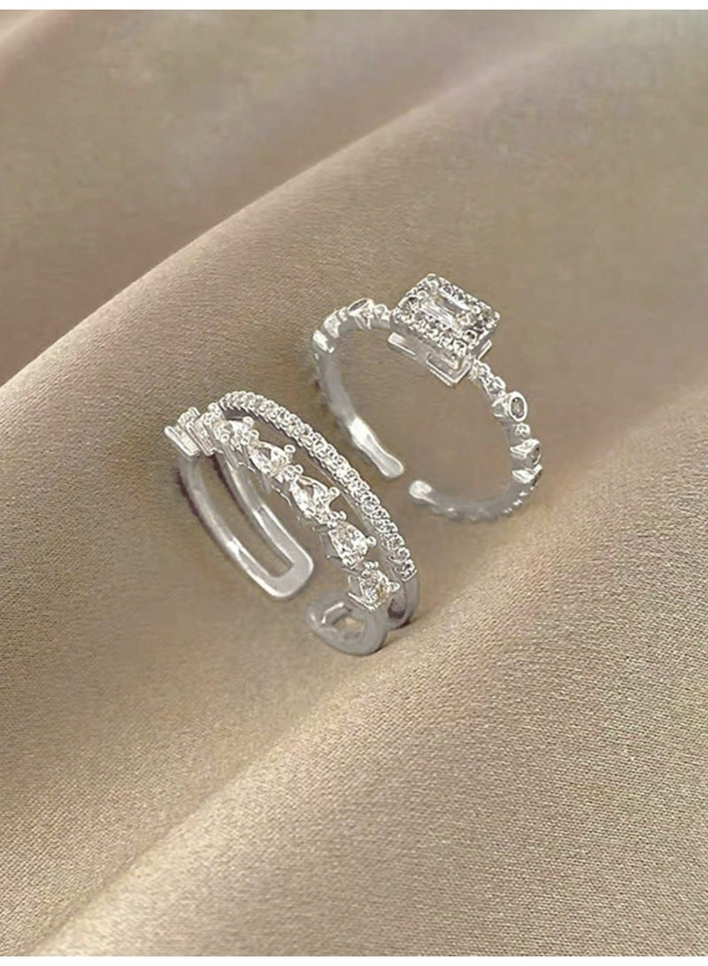 ڤيا مجموعة خواتم نسائية فاخرة عصرية مرصّعة بالزركونيا – 5 قطع - Image 5